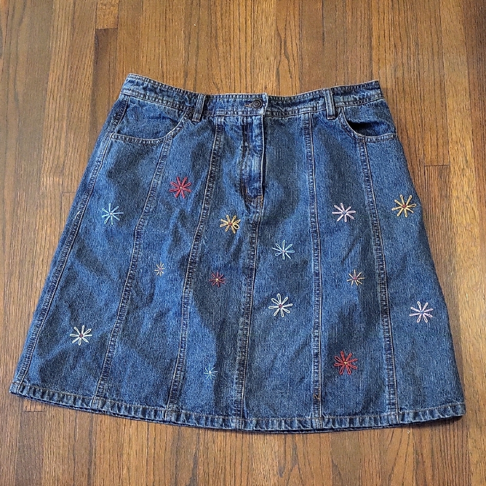 Willi Smith Blue Embellished A-Line Mini Skirt